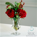 Holiday rose and ilex glass vase arrangement JSB138-RDGR