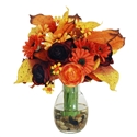 Fall Fun Colors Bouquet In Glass Vase 11" Tall JSB342-OR