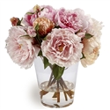 Peonies in Glass Vase 13" Multicolor