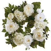 Peony and Hydrangea Wreath 24" White