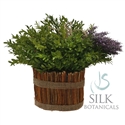Lavender And Boxwood In Wooden Planter 12"