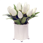 Tulip in Canister Vase 13" White