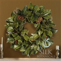Magnolia Wreath with Pine Cones 24"